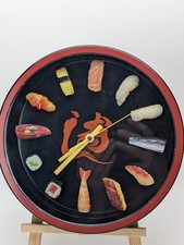 SUSHI WALL CLOCK  3-D RARE Japanese 12 nigiri...