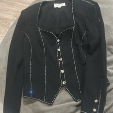 St. John Evening Rhinestone Corset Style Santana Knit Jacket RARE Size 8 Fitted