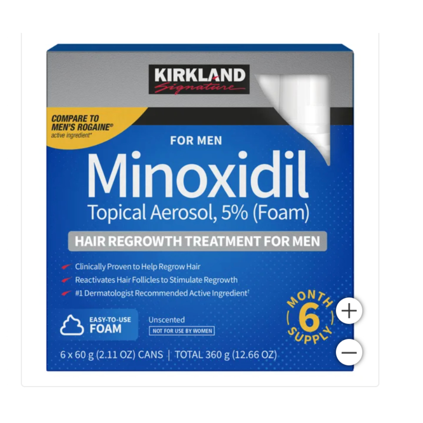 Kirkland Minoxidil 5% Foam Men Hair Regrowth Treatment 6 Months Exp. 9/2026