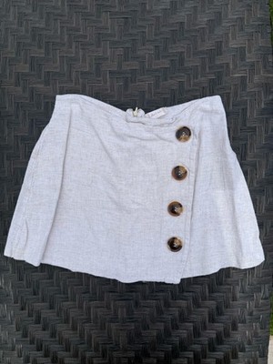 Alter d State Linen-Blend Button Front Mini Skirt