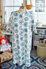 Vintage 1960s Lady Bayard House Dress Midi Blue White Stag Size Large