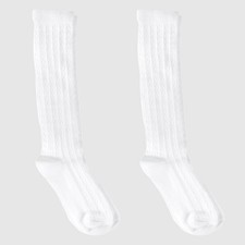 Girls' Casual Knee High Socks - Cat  Jack  2pk White Winter White S