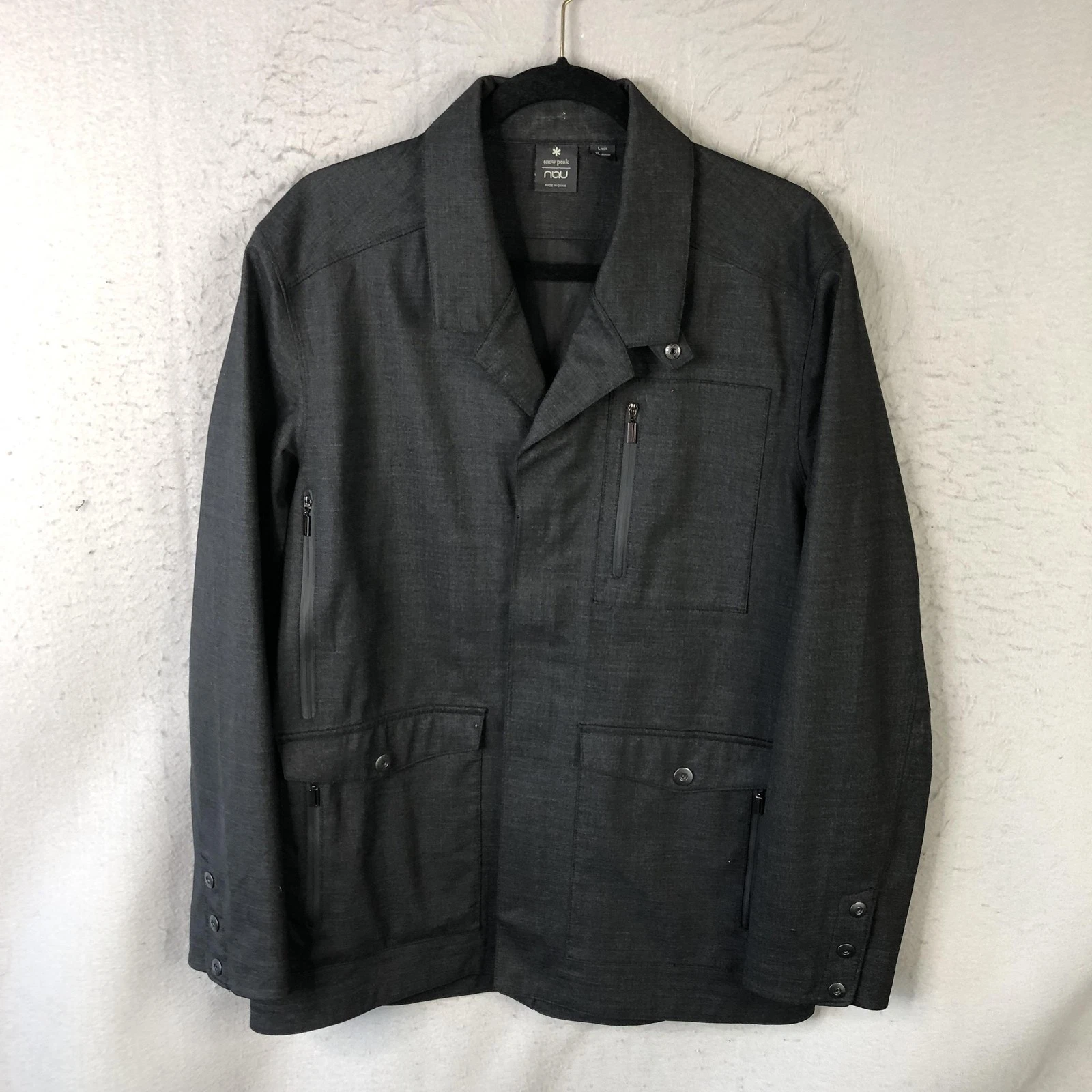 Snow Peak X Nau Jacket Mens Large Gray Wool Military Softshell Hokkaido