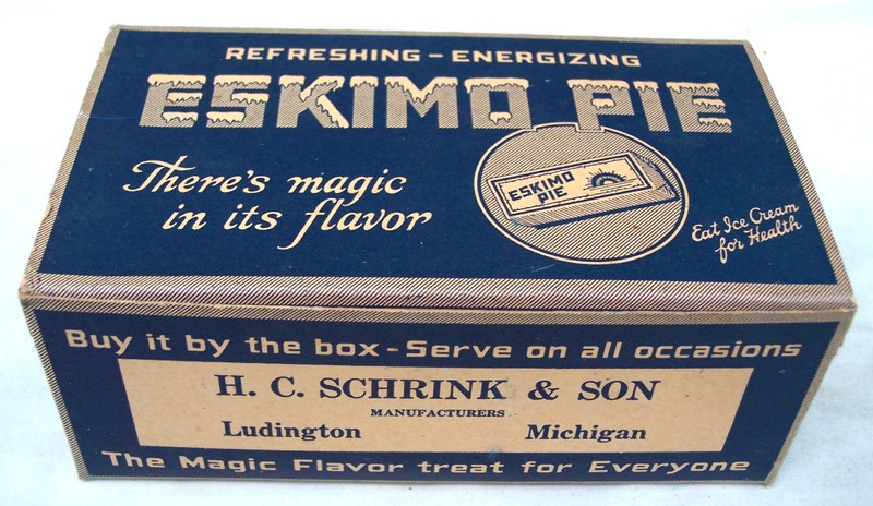 Vintage ESKIMO PIE Empty Display Box / Schrink & Son - Ludington MI / Excellent