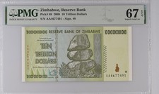 Zimbabwe, Reserve Bank,10 Trillion Dollars 2008 P#88 ,PMG 67 EPQ. SUPERB GEM UNC