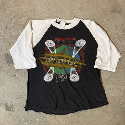 -Led Zeppelin World Tour Concert T-shirt S/ 1980s vintage concert t-shirt, vintage, single stitch, B+ condition