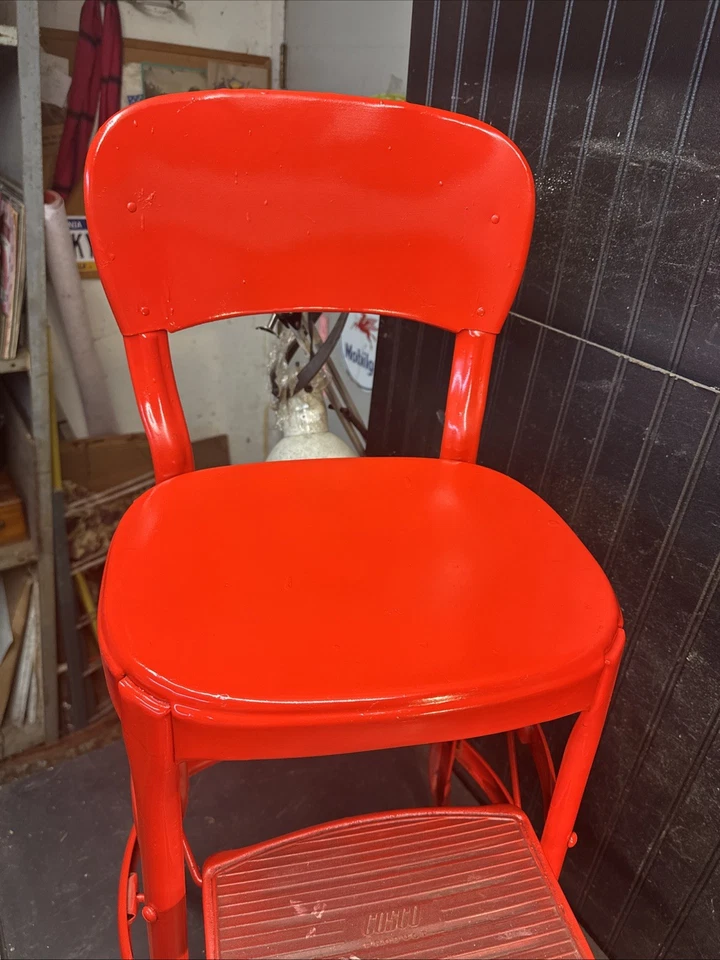 Primitive Century Cosco Retro Style Farmhouse Counter Chair/Step Stool Red - Image 4 of 4