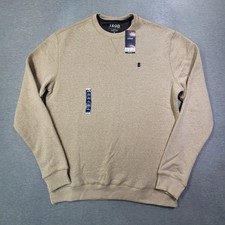 IZOD Sweatshirt Mens LT Beige Advantage Performance Stretch Crew Neck Logo NWT