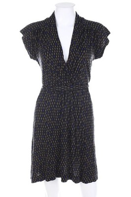 FRENCH CONNECTION Kleid Minikleid zum Knoten F 40 = D 38 grauschwarz olive grey