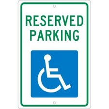 Aluminum Sign - Reserved Parking Handicapped Logo - .063"" Thick TM87H ACCUFORM