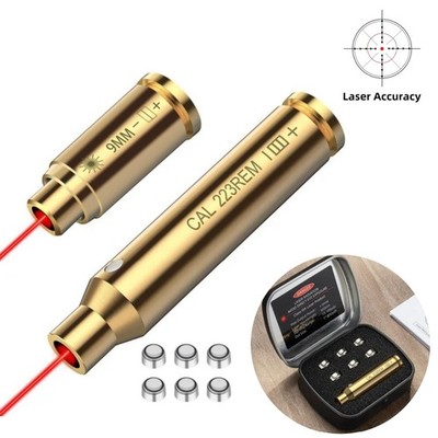 Red Laser Boresighter 9mm / 223 5.56mm Caliber Bore Sight with Portable Tin Case