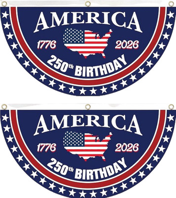 America 250th Birthday Bunting Flag, 1776-2026 Commemorative Patriotic Banner, 2