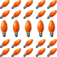 25 Pack C7 Christmas Light Replacement Bulbs,Ceramic C7 Orange LED Light Bulbs f