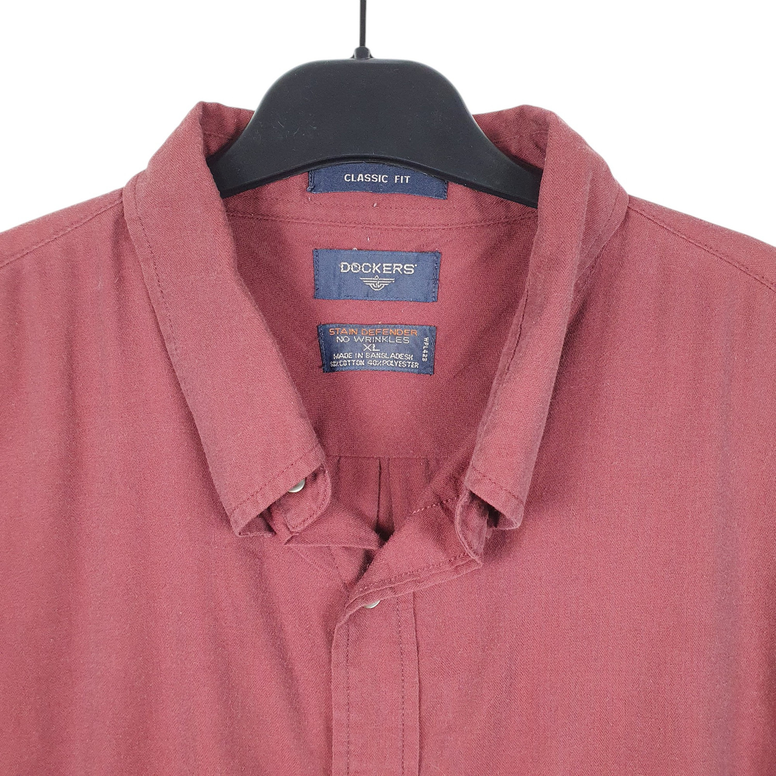 DOCKERS Burgundy Shirt Classic Fit Long Sleeve Casual Cotton Mens XL image 2