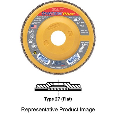 United Abrasives-SAIT 72211 5x7/8 Ovation Plus HD Flap Discs Ty27 120 Grit 10 pk