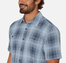 Orvis Men's Short Sleeve Woven Tech Shirt Blue Size L