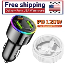 120W Fast Charging Block Type C Car Charger For iPhone 17 16 15 14 13 12Pro Max 