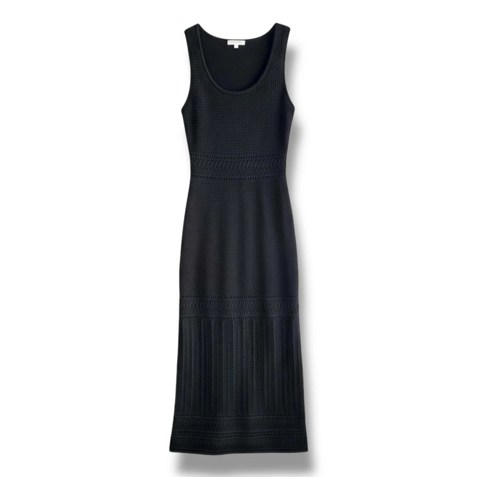 Maxi Vestido Z Supply Tarelle Mujer Mediano Negro Crochet Acanalado Chevron Foto 2 de 4