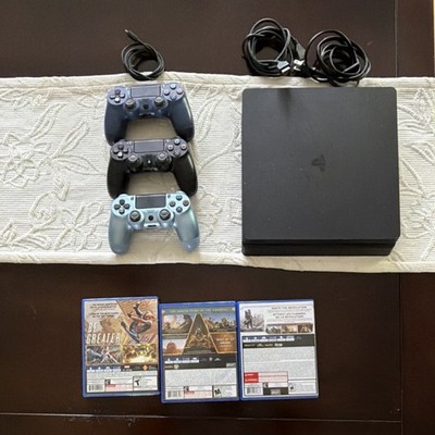 Sony PS4 Slim 1TB Black 1080p Blu-ray Console Bundle 3 Controllers/3 Games