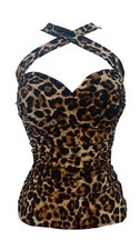 Sexy Criss-Cross BROWN LEOPARD Print Twisted Sweetheart Bust Convertible Straps