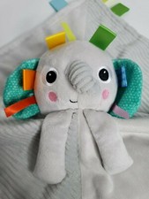 Bright Starts Taggies Cuddle n Tags Blankie Elephant Security Blanket Lovey Gray