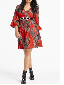 red paisley dress