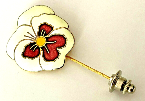 Broche Vintage émaillée Fleur Pensée (Pansy) - 5,8 Cm - Neuf Sans Emballage - France