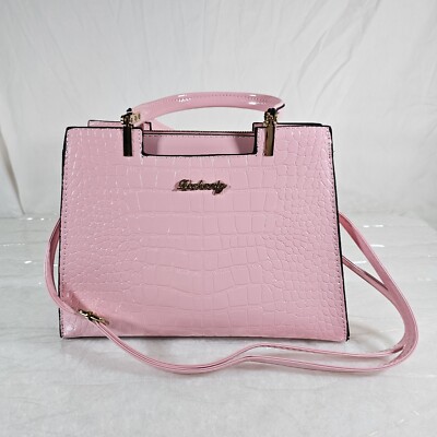 Darbaoly Crocodile Print Crossbody Fancy Pink Handbag/Purse W/ Handle and Zipper