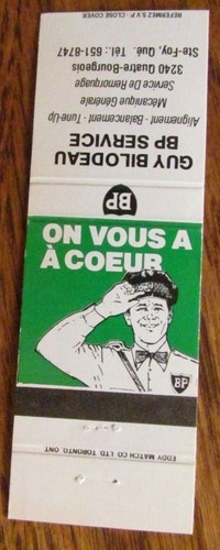 BP (BRITISH PETROLEUM) GAS STATION MATCHBOOK: GUY BILODEAU (STE-FOY, QUEBEC) -K2
