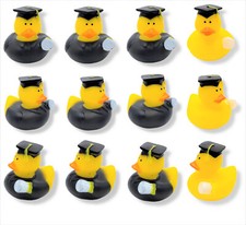 Graduation Rubber Duckies  2" Standard Size. 12 Pack Black Mortar Board Hat