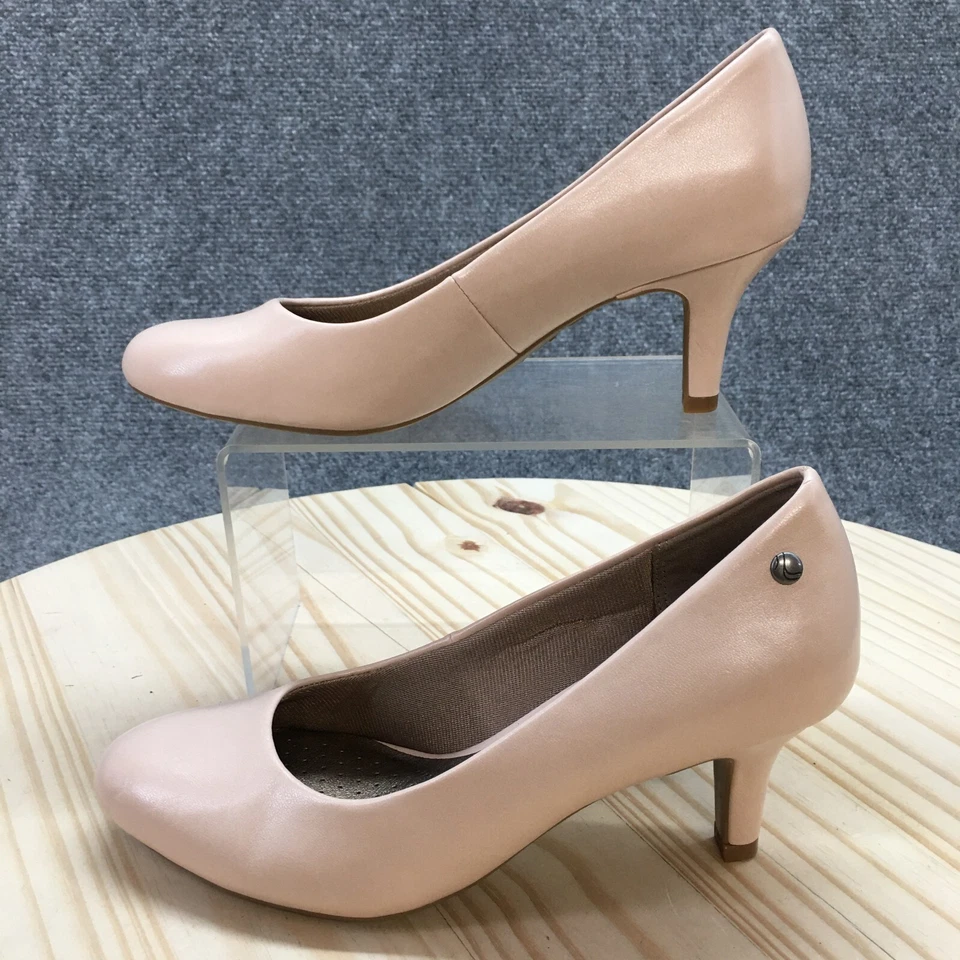 LifeStride 高跟鞋女式 6.5 M Parigi 高跟鞋休闲粉色人造皮革懒人鞋 — 第 2/4 张图片