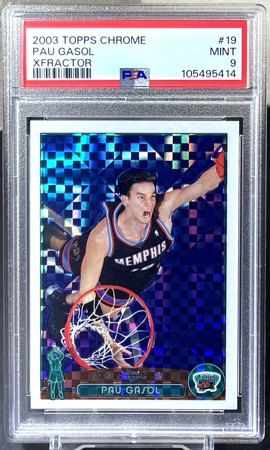 ( /220 ) Pau Gasol 2003-04 Topps Chrome #19 X-Fractor Grizzlies HOF PSA 9