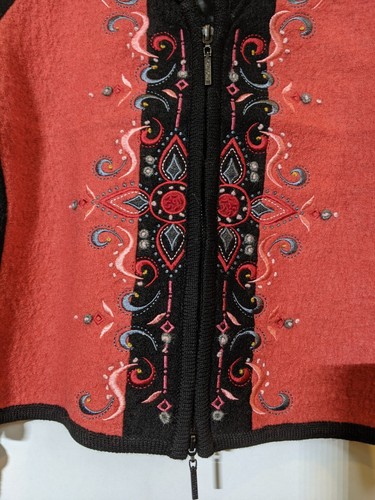 Carson Coral collared 2-way zip Cardigan Sweater Jacket NWT MEDIUM $140 - Picture 7 of 7