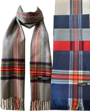 Winter Men Women Warm 100% Cashmere Scotland Made Plaid Scarf Wraps Wool Scarves