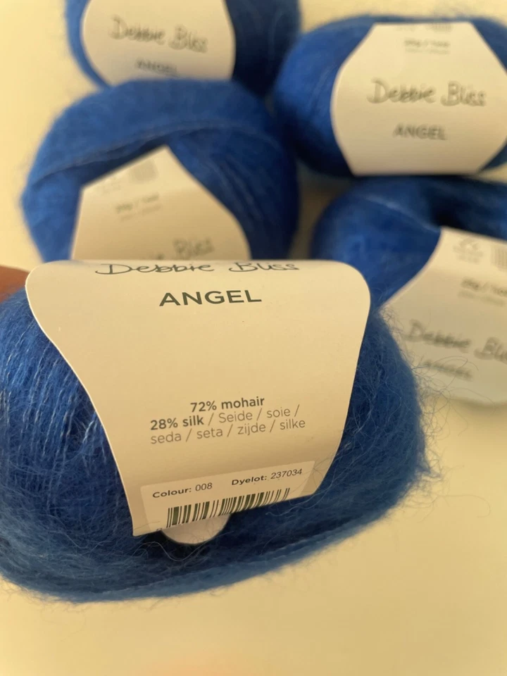 5x Debbie Bliss ANGEL 25 g Farbe 008 blau  125g feinstes Mohair und Seide NEU - Bild 3 von 3