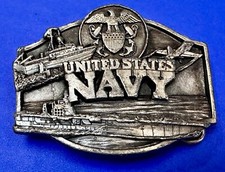 United States Navy Military Sea Vessel Pewter Vintage 1987 Siskiyou Belt Buckle