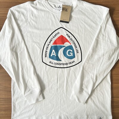 Nike ACG All Conditions Gear Long Sleeve Loose Fit Shirt Mens Large White DX9450