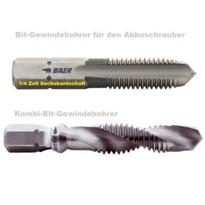 Gewindebohrer Bit Baer HSSG Kombi Gewindeschneider Bohrer M3 - M10 Gewinde