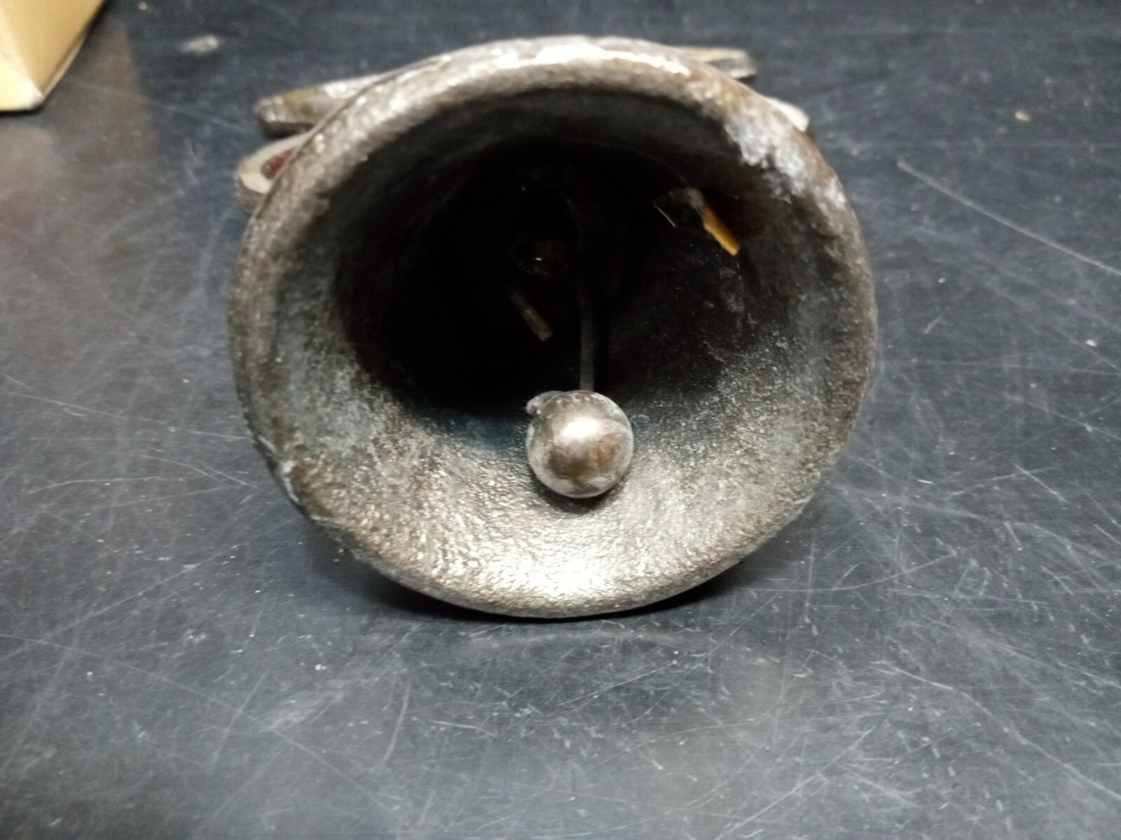 Vintage 1950's Cherries Dinner Bell, Stained Glass Cast Iron Green Leaves