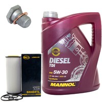 MotoröL Set 5W-30 5 Liter + ÖLfilter SH 4041 L + Schraube FüR BMW 5Er 6Er 7Er X3