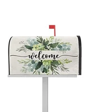 Wreath Welcome Mailbox Cover Magnetic Mailbox 18x21in Eucalyptus Leavesssr4994