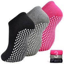 Yoga Grips Non Slip Sock Pilates Anti Skid Sticky Gripper Sock for Women 3 Pairs