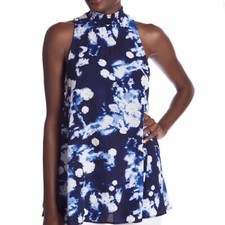 NEW SHOW ME YOUR MUMU BLUE PRINTED SLEEVELESS TUNIC TOP SMALL