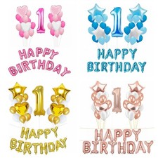 First 1st Birthday Number 1 Boy Girl Birthday Balloons Baby Party Decorations