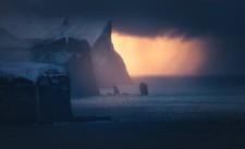 Landscape winter photography faroe islands Custom Gaming Mat Desk