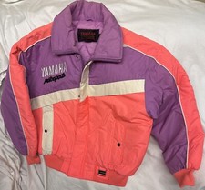 Vintage 80s Yamaha Motorsports Snowmobile Jacket Neon Pink Purple Mens Size L