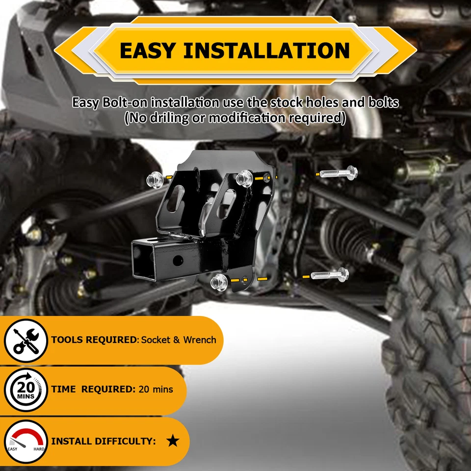 Enganche receptor trasero de acero de alta resistencia de 2" para Honda Talon 1000R / 1000X 2019-2025 Foto 3 de 4