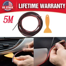 5M Red Car Van Interior Door Gap Edge Line Insert Molding Trim Strip Accessories