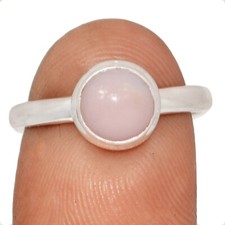 Natural Peruvian Pink Opal 925 Sterling Silver Ring Jewelry s.7.5 CR66631