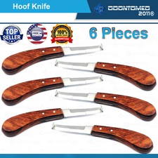 6 Hoof Knife Stainless Steel Wide Blade Hand Polished Wood Handle Right Hand